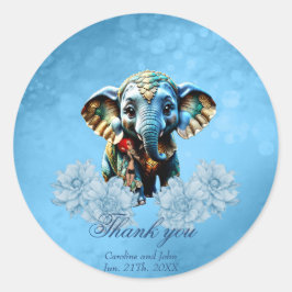 Adesivo Redondo Pequeno elefante bonito com fada