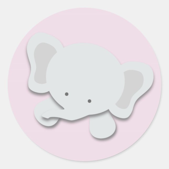 Adesivo Redondo Pequeno Elefante {Rosa} | Autocolantes (Frente)