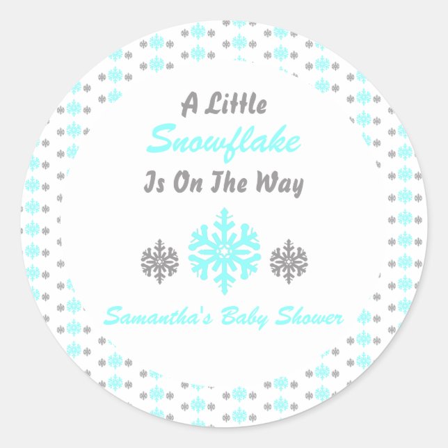 Adesivo Redondo Pequeno Floco De Neve A Caminho (Frente)