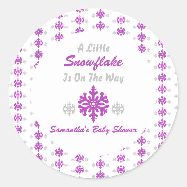 Adesivo Redondo Pequeno Floco De Neve A Caminho (Frente)