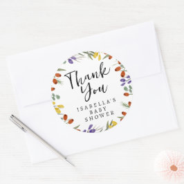 Adesivo Redondo Pequeno Flor Selvagem No Caminho Cai Chá de fralda