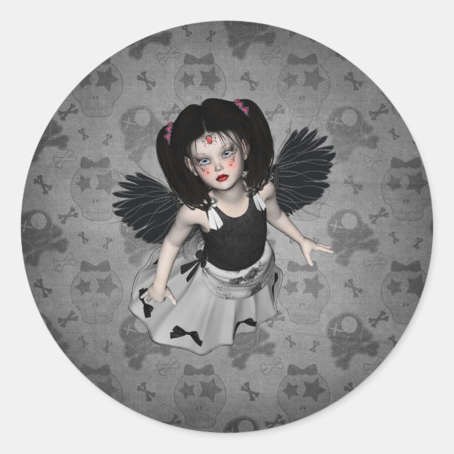 Adesivo Redondo Pequeno Gótico Angel Sticker (Frente)