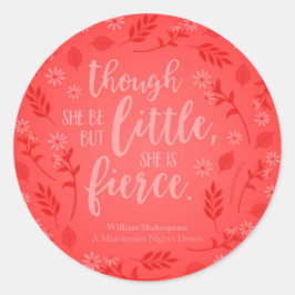 Adesivo Redondo Pequeno, mas feroz William Shakespeare Red Floral