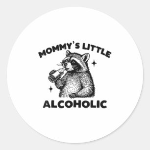 Adesivo Redondo Pequeno Meme Cute Raccoon Alcoólico da Mamãe Engra