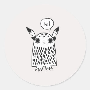 Adesivo Redondo Pequeno monstro bonito