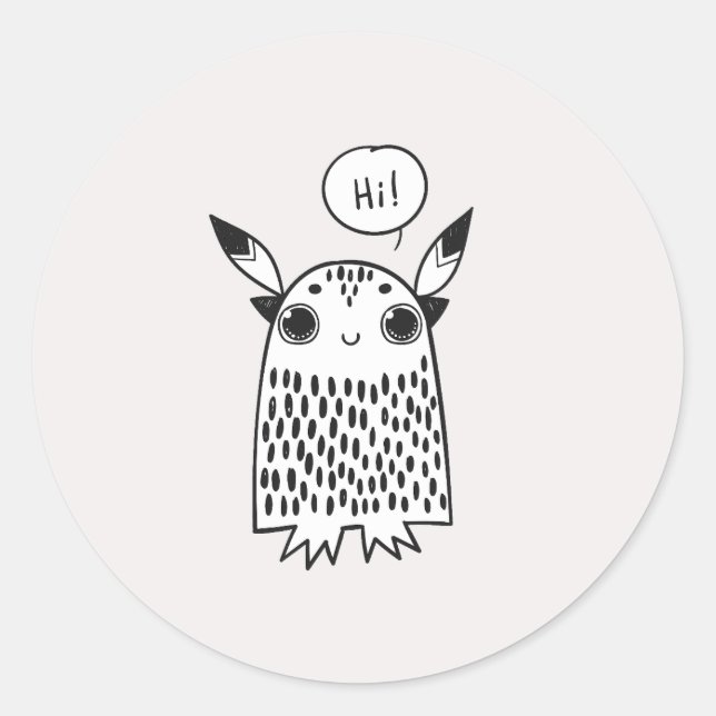 Adesivo Redondo Pequeno monstro bonito (Frente)