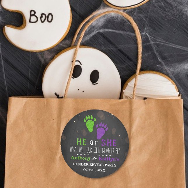 Adesivo Redondo Pequeno Monstro do Dia das Bruxas - Festa de Revel (Criador carregado)