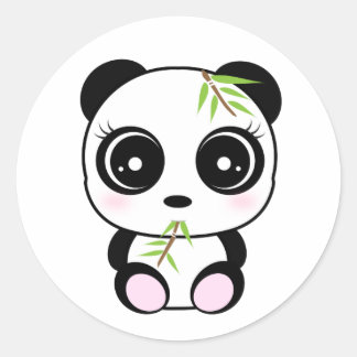 Adesivo Redondo Pequeno panda adorável comendo *Panda Pocket*