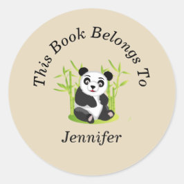 Adesivo Redondo Pequeno Panda Bonito de Volta à Escola