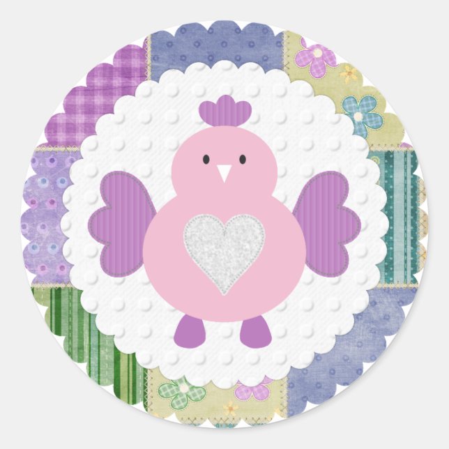 Adesivo Redondo Pequeno Pássaro Bonito (Frente)