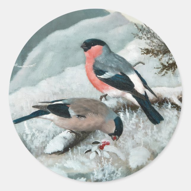 Adesivo Redondo Pequeno pássaro bonito - Bullfinch, Arte (Frente)