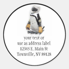 Adesivo Redondo Pequeno Pinguim Vestindo Hockey Gear