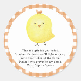 Adesivo Redondo Pequeno Pintinho - Rótulo da vela de oração