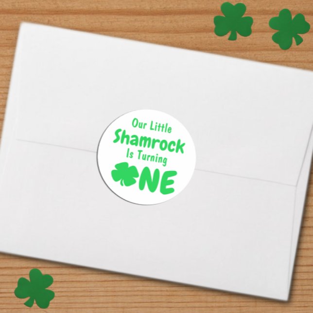 Adesivo Redondo Pequeno primeiro aniversario de Shamrock (Criador carregado)