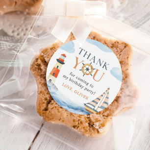 Adesivo Redondo Pequeno primeiro aniversario Náutico de Pastel Azu