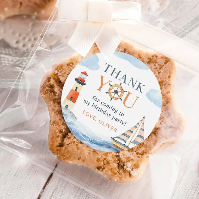 Adesivo Redondo Pequeno primeiro aniversario Náutico de Pastel Azu (Criador carregado)