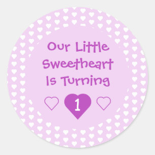 Adesivo Redondo Pequeno primeiro aniversario Swetheart