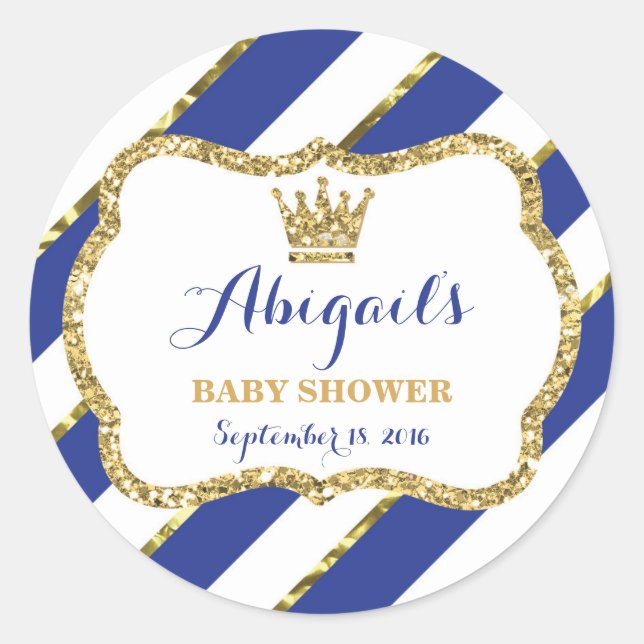 Adesivo Redondo Pequeno Príncipe Sticker, Glitter Azul Real (Frente)