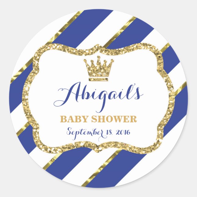 Adesivo Redondo Pequeno Príncipe Sticker, Glitter Azul Real (Frente)