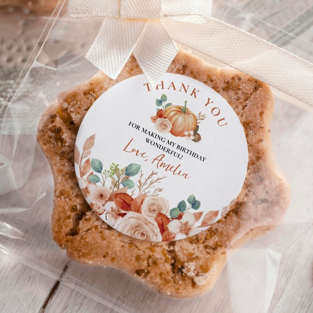 Adesivo Redondo Pequeno Pumpkin Aniversário Clássico Redondo (Criador carregado)