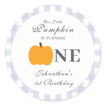 Pequeno Pumpkin Caído Pastel Azul Primeiro Anivers