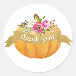 Adesivo Redondo Pequeno Pumpkin Floral Fall Sticker