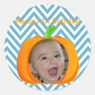 Adesivo Redondo Pequeno Pumpkin Themed primeiro aniversario Stick
