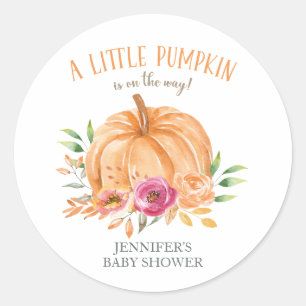 Adesivo Redondo Pequeno Pumpkin Watercolor Chá de fraldas Floral