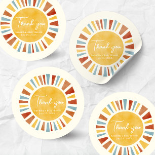 Adesivo Redondo Pequeno Raio de Sol Boho Baby Shower