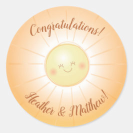 Adesivo Redondo Pequeno Raio Sol Chá de fraldas