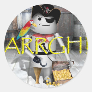 Adesivo Redondo Pequeno Robo-x9 para falar como um Dia Pirata AARG