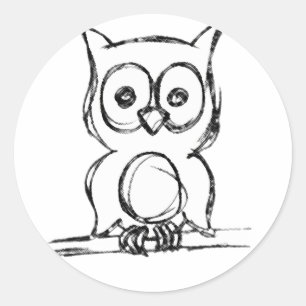 Adesivo Redondo Pequeno Sábio-Coruja