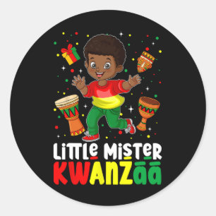 Adesivo Redondo Pequeno Senhor Kwanzaa Kinara Vela Afro-Americana