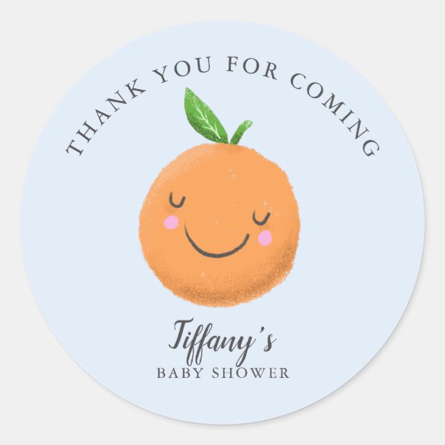 Adesivo Redondo Pequeno Tema Chá de fraldas Azul Favor (Frente)