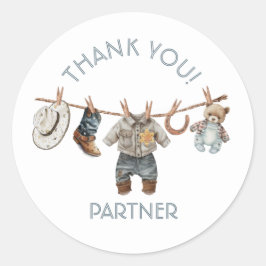 Adesivo Redondo Pequeno Vestido da Cowboy Livros para Bebê