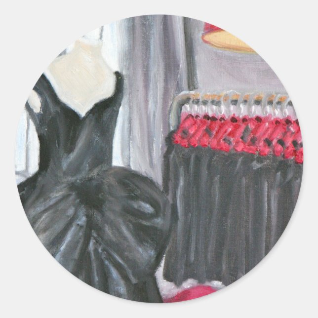 Adesivo Redondo "Pequeno Vestido Negro" (Frente)