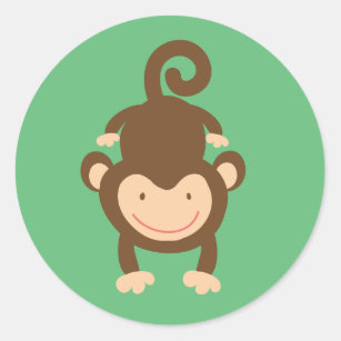 Adesivo Redondo Pequenos Macacos-Pau