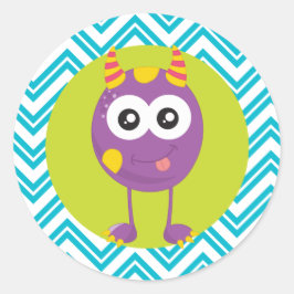 Adesivo Redondo Pequenos Monstros Vinheiros de Aniversário para Fa