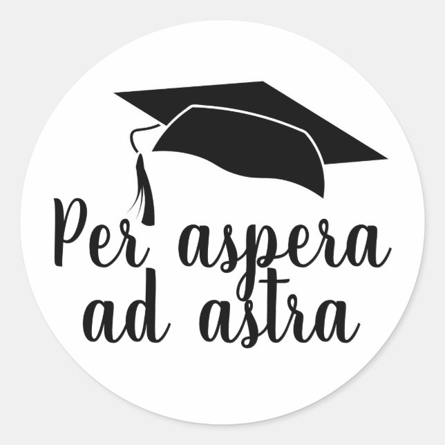Adesivo Redondo Per aspera e astra Quote Latino Formatação (Frente)