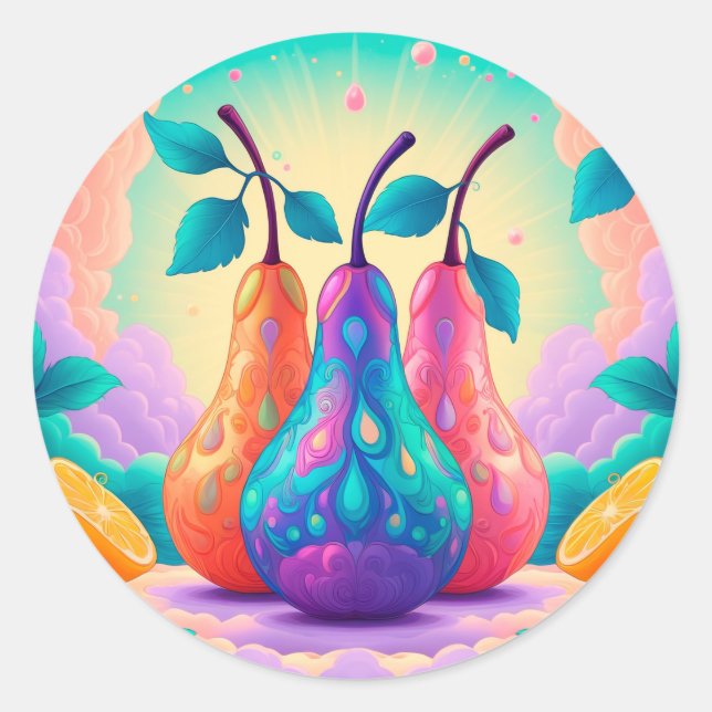 Adesivo Redondo pera colorida (Frente)