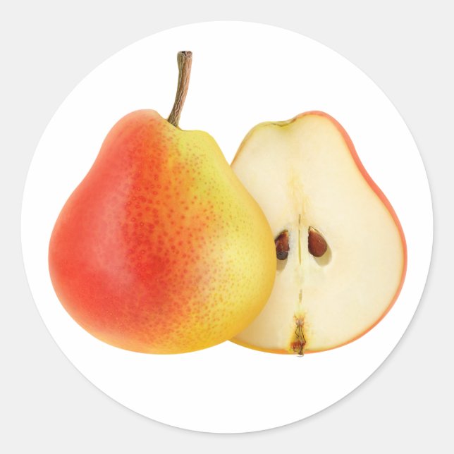 Adesivo Redondo Peras vermelhas cortadas em metades (Frente)