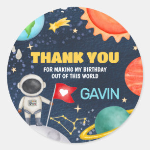 Adesivo Redondo Percorra a Festa de aniversário do espaço externo 