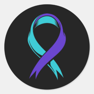Adesivo Redondo Perda De Teal E Roxo Da Prevenção Suicida Do Sobri