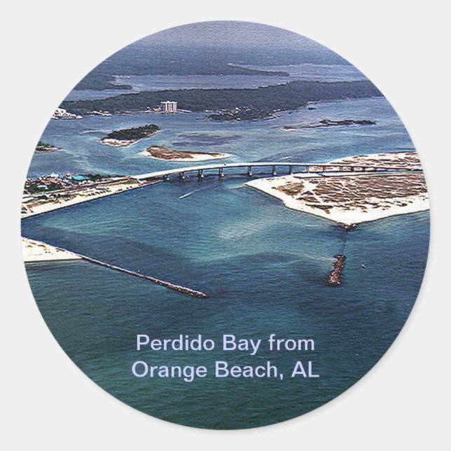 Adesivo Redondo Perdido Bay de Orange Beach, AL (Frente)