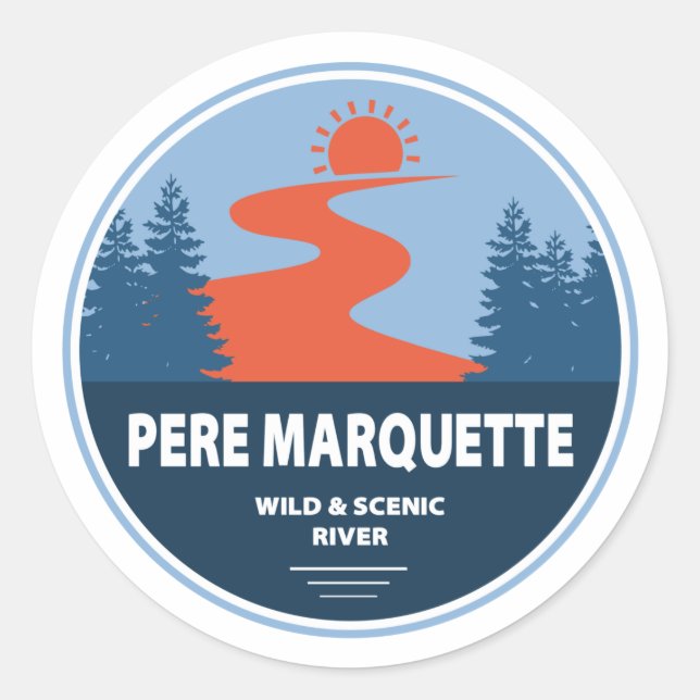 Adesivo Redondo Pere Marquette Wild e Scenic River (Frente)