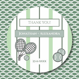 Adesivo Redondo Perfect Match Tennis Couple Shower Thank You