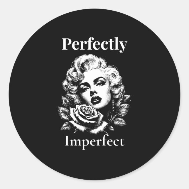 Adesivo Redondo Perfectly Imperfect – Marilyn Noir (Frente)