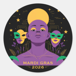 Adesivo Redondo Perfeito para o Mardi Gras 2026