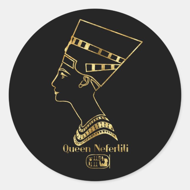 Adesivo Redondo Perfil da Rainha Nefertiti (Frente)