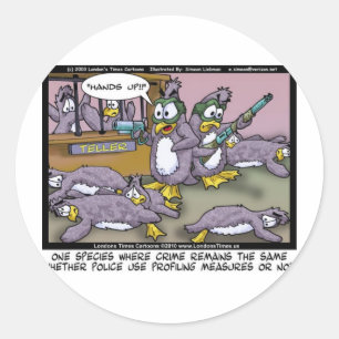 Adesivo Redondo Perfil de Pinguim Presentes Engraçados Camisetas e